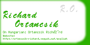 richard ortancsik business card